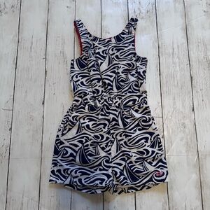 Vineyard Vines Toddler Girl Sailboat Romper Navy White Nautical 2T EUC